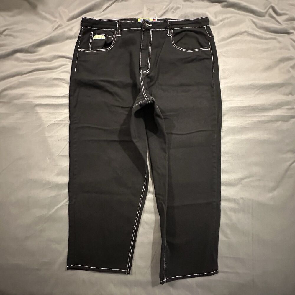 Empyre Ultra Loose Baggy Jeans Mens 40 Black “JNCO Style” Wide Skater Grunge